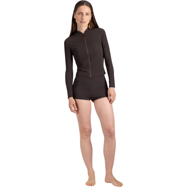 2026 Wallien Womens Rash Guard With Zip 102045001 - Coffee